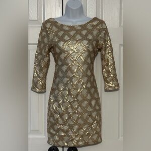 As U Wish Gold Sequin Mini Dress Size Small
